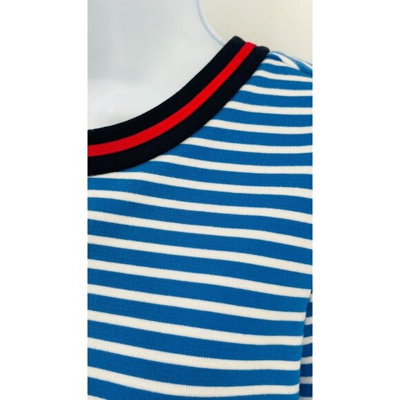 Draper James Persley Ponte Knit Dress Size M Blue White Stripe Red Trim - Picture 6 of 13
